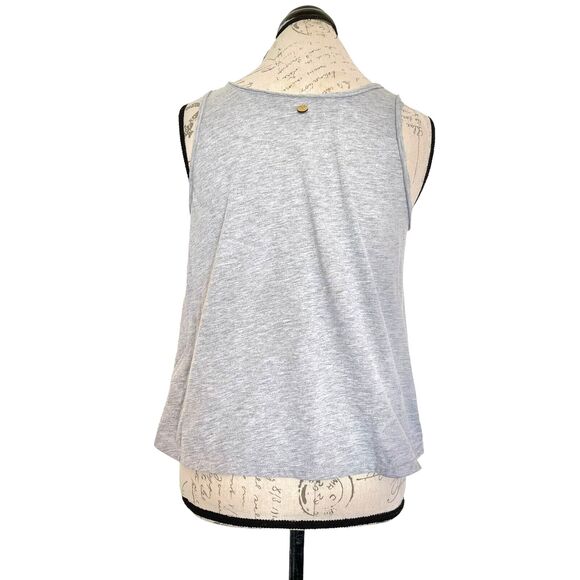 Ropaje Womens Tank Top Sz Medium Heather Gray Rolled Neckline Cropped Minimalist - Picture 3 of 13